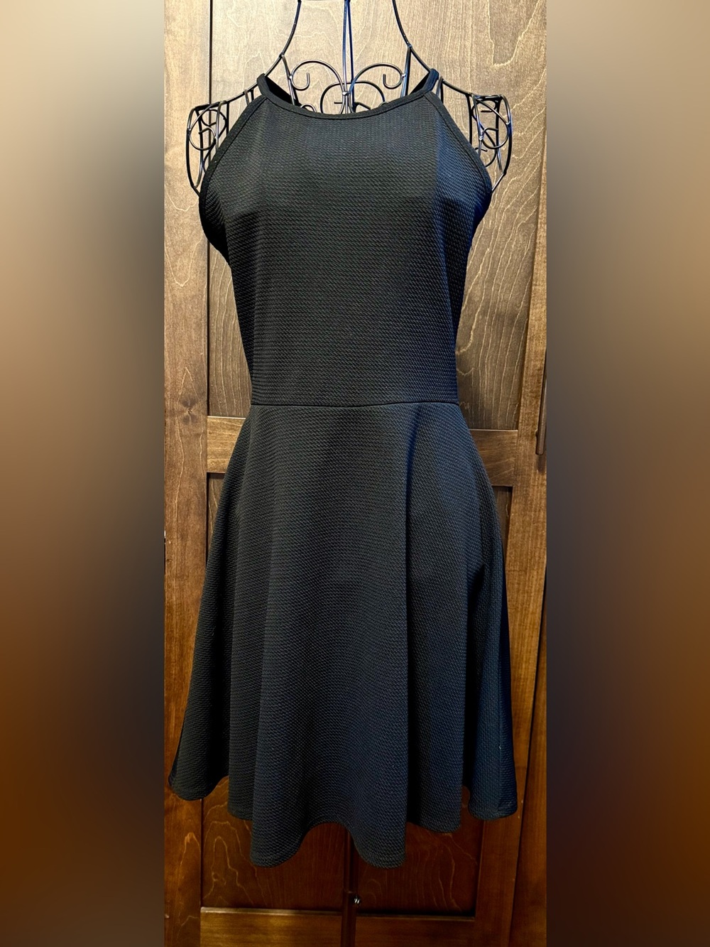 Olivia Rae Black Textured Halter Mini Dress
